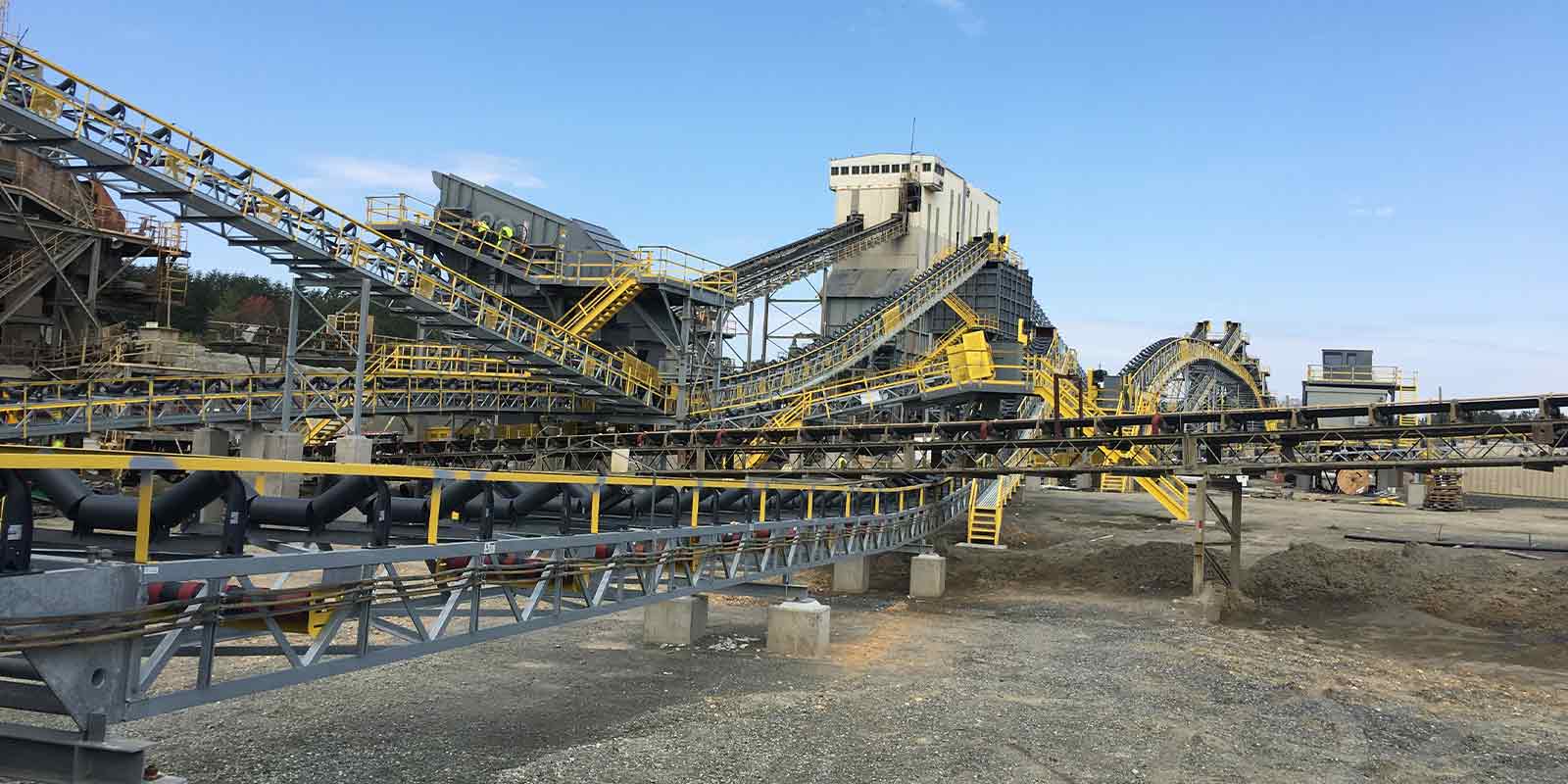 crushing equipment set up and ready to use on a crushing plant