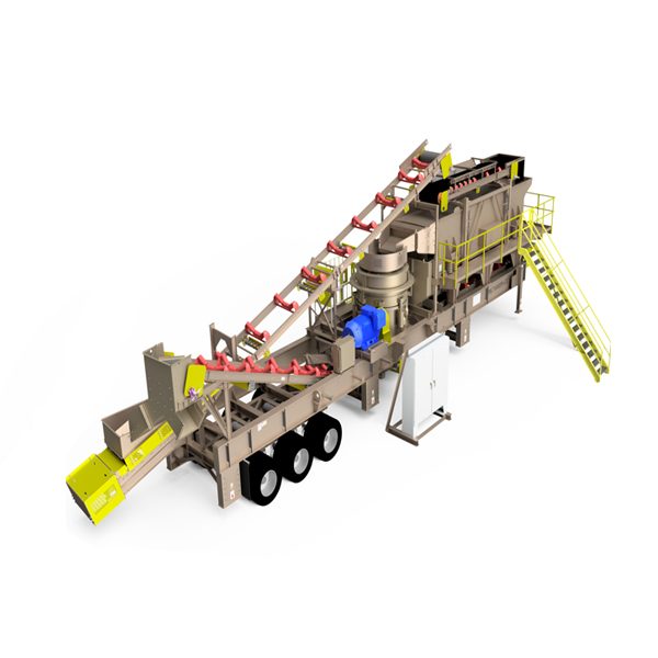 top view of a wheeled mobile rock crusher graphic