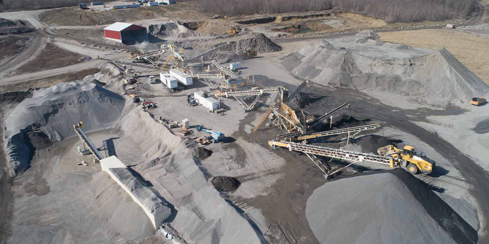 aerial view of a rock crushing site