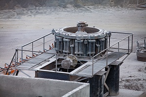 close view of a cone crusher used as concrete crusher
