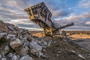 A huge mining rock crusher machine
