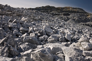 destroyed rocks in a mine 