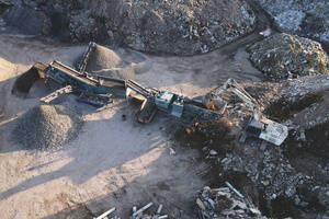 Jaw crusher at the mining quarry