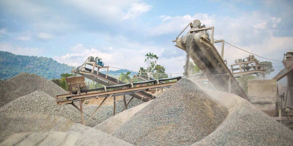 heavy machinery works at a quarry